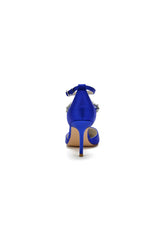 Pointed Toe Crystal Buckle Strap High Heels