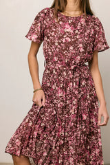 Mary Anne Floral Midi Dress in Brown FINAL SALE