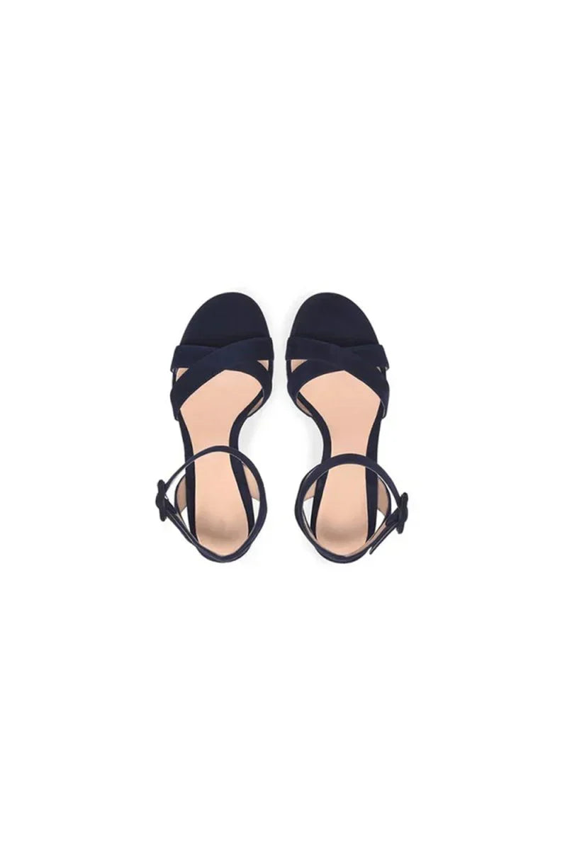 Party Suede Peep Toe Chunky Heel Shoes With Buckle Ankle Strap