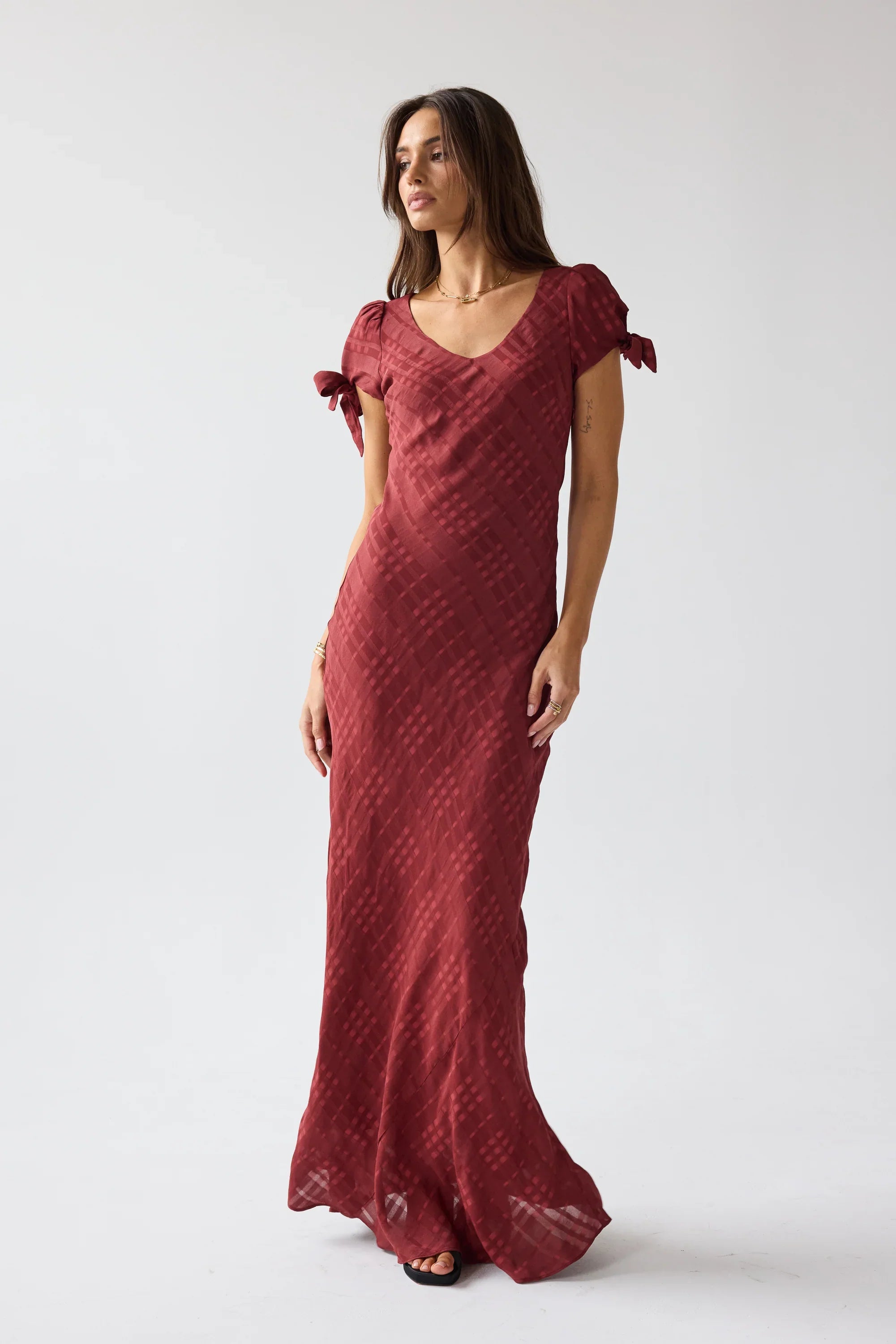 Kimmie Maxi Dress in Red Brown