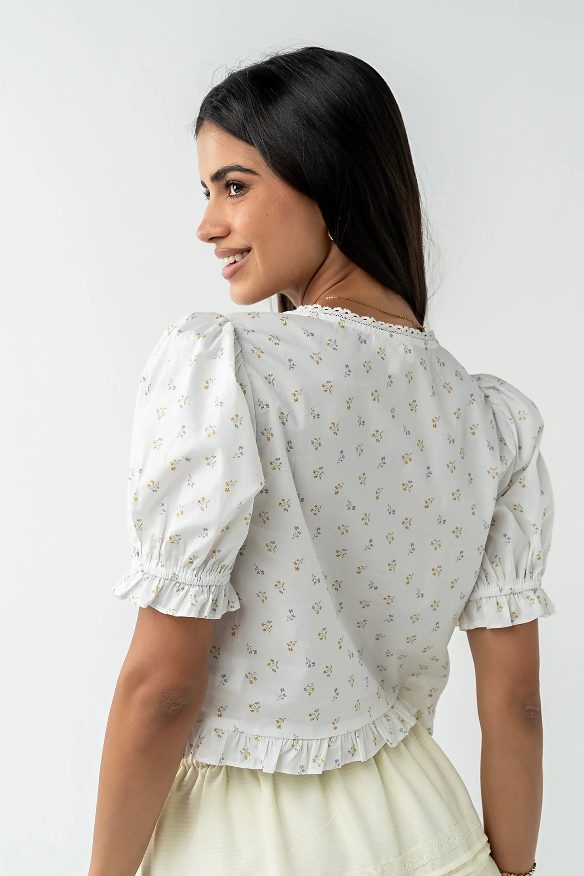 Tracie Floral Blouse in White
