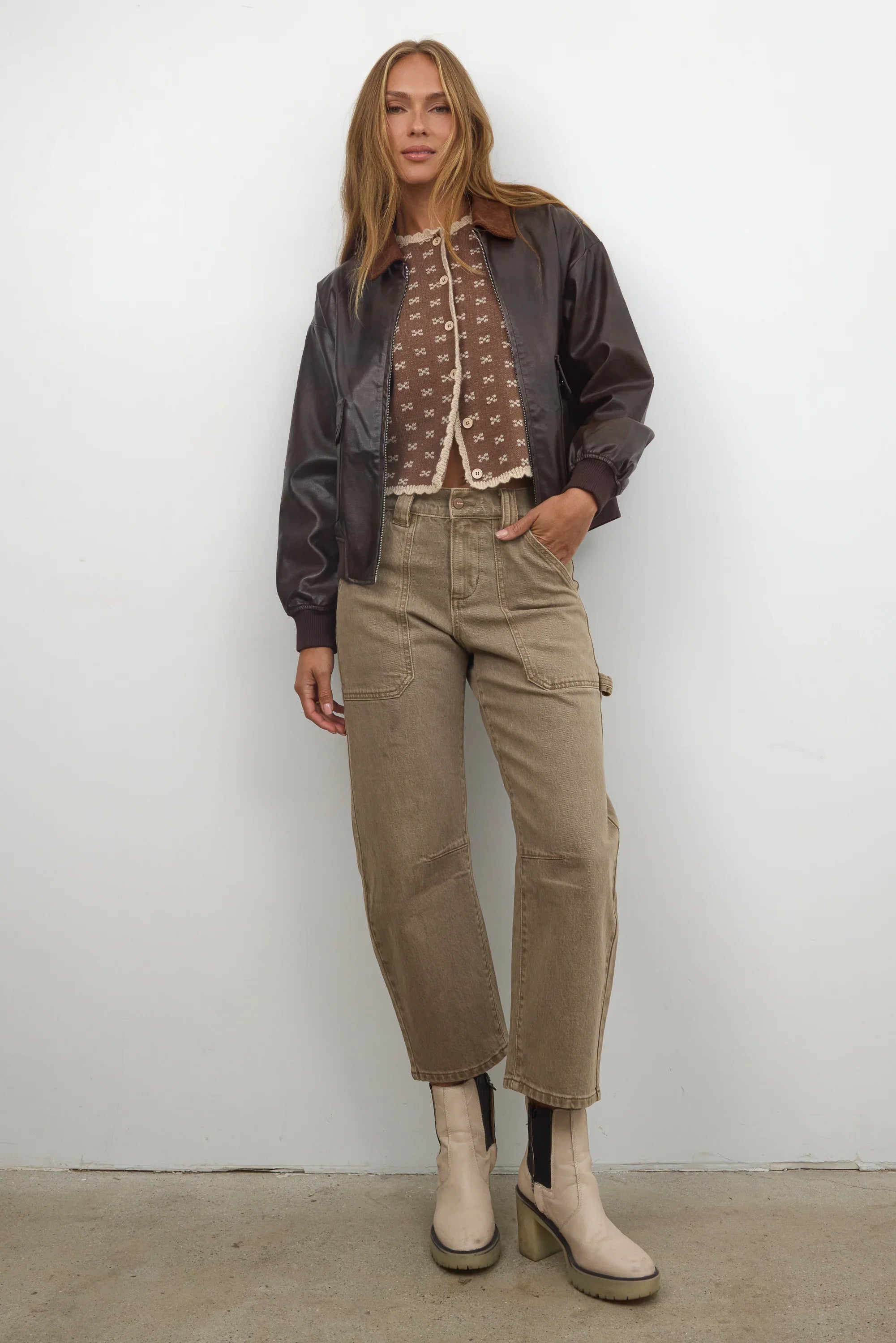 Courtney Scalloped Cardigan in Mocha FINAL SALE
