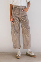 Lisette Barrel Jean in Tan Courduroy FINAL SALE