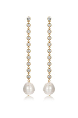Crystal Chain Pearl Drop Earrings