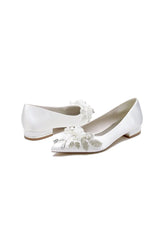Womens Wedding Shoes Pointed Toe Low Heels with Rhinestone
