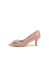 Black Elegant Low Heel Shoes with Crystal Embellishment