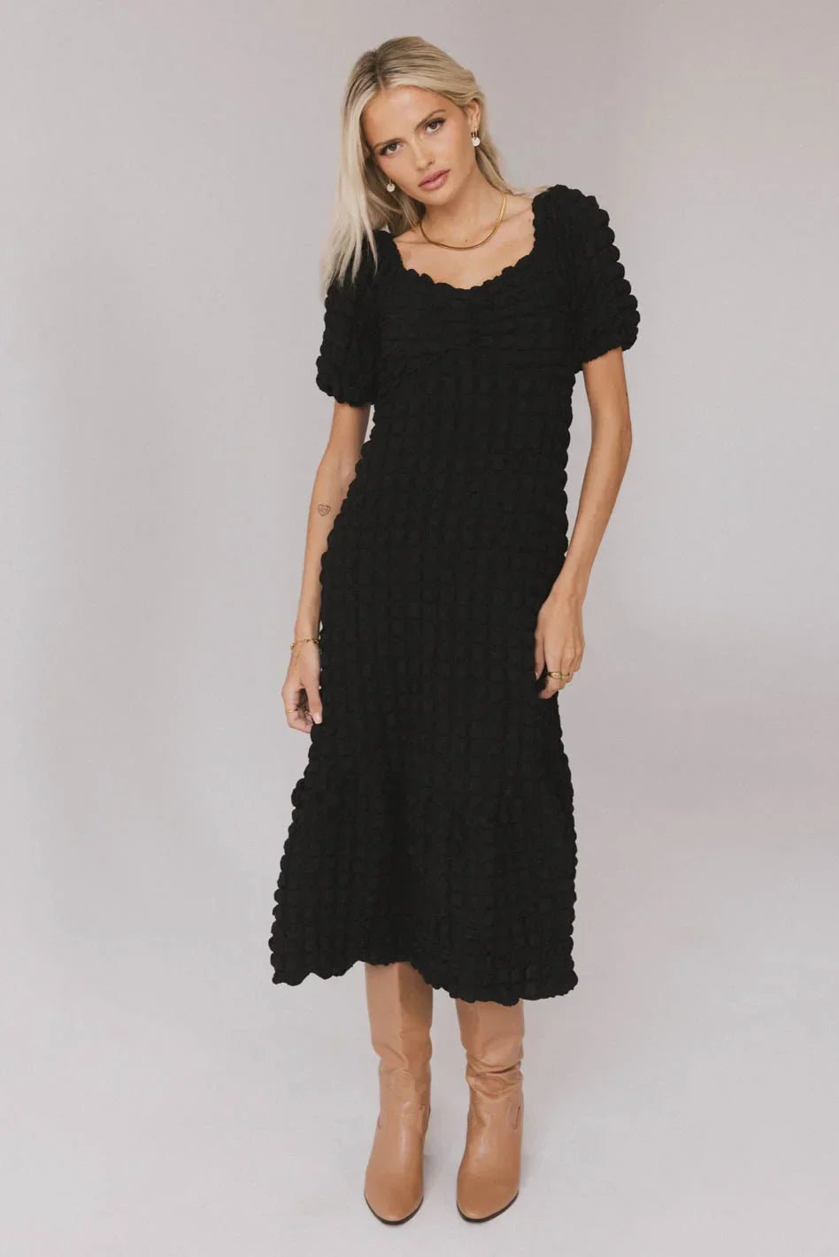 Miley Bubble Texture Dress in Black FINAL SALE