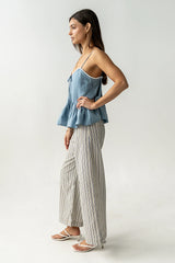 Mckell Peplum Tank Top in Blue