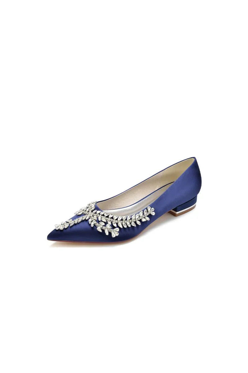 Rhinestone Pointed Toe Kitten Heels