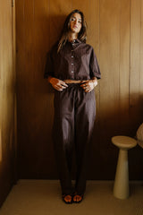 Melody Pinstripe Wide Leg Pants in Dark Brown