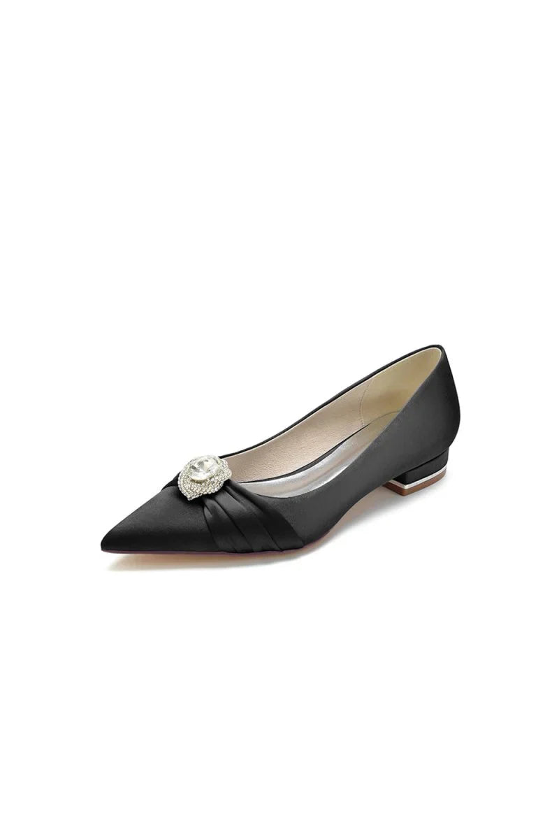 Cocktail Pointed Toe Flats With Crystal