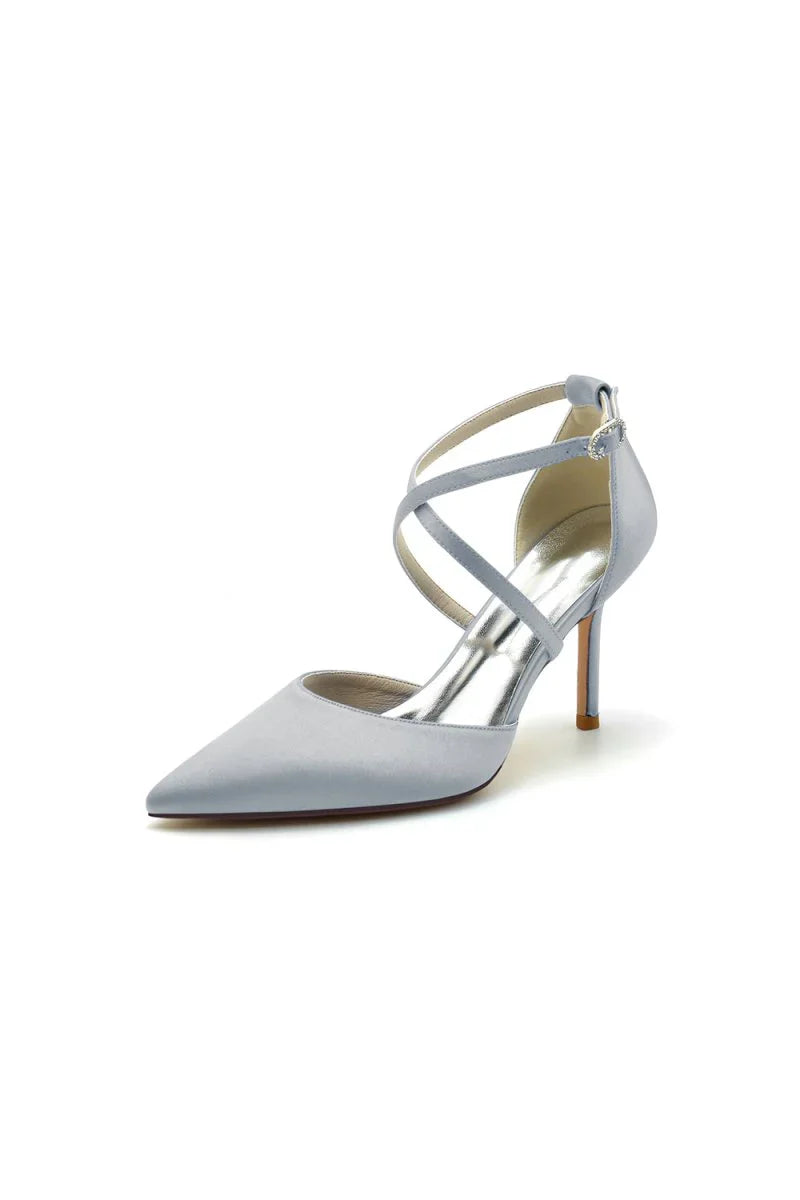 White High Heels with Metallic Accents