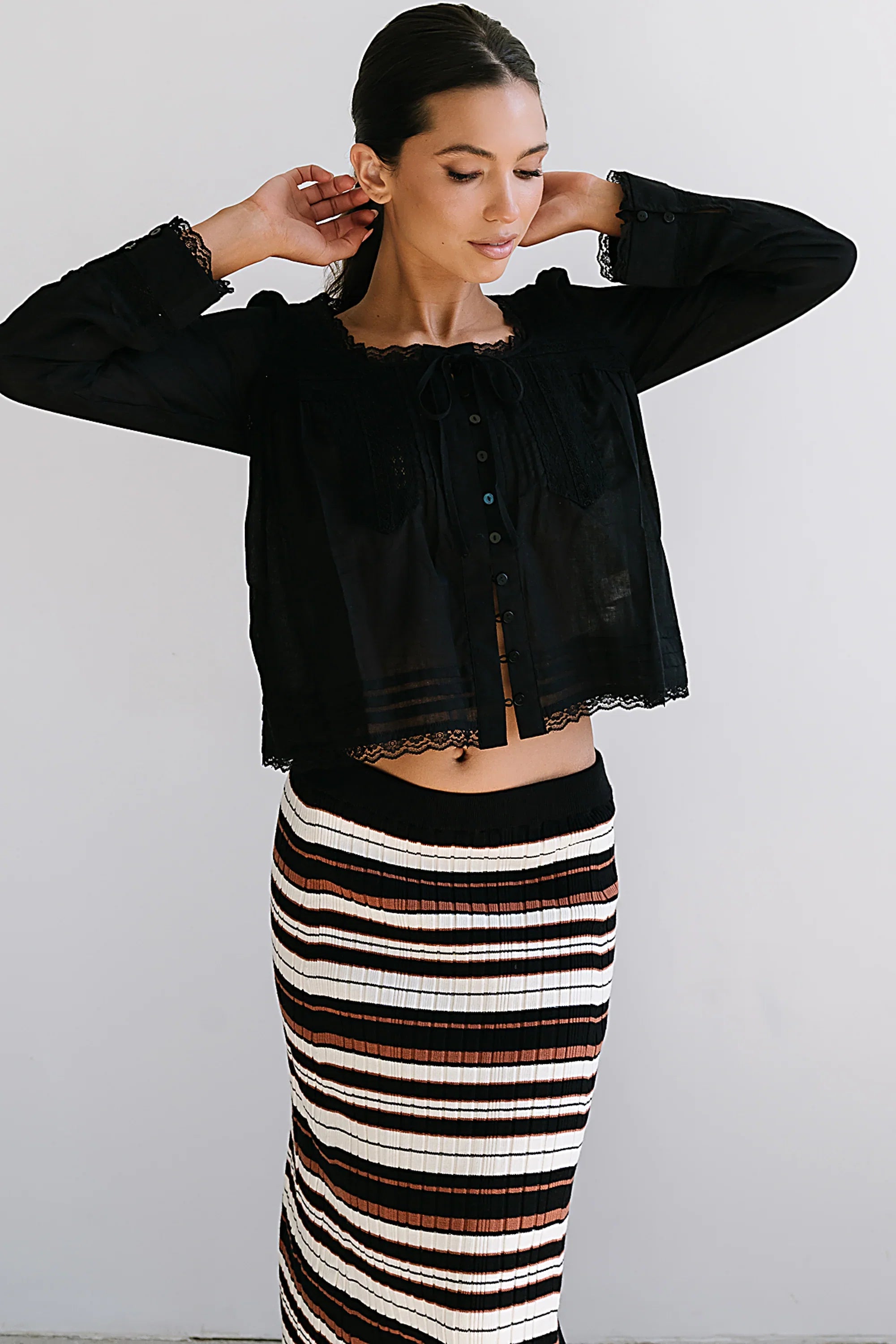Taylor Sheer Blouse in Black FINAL SALE