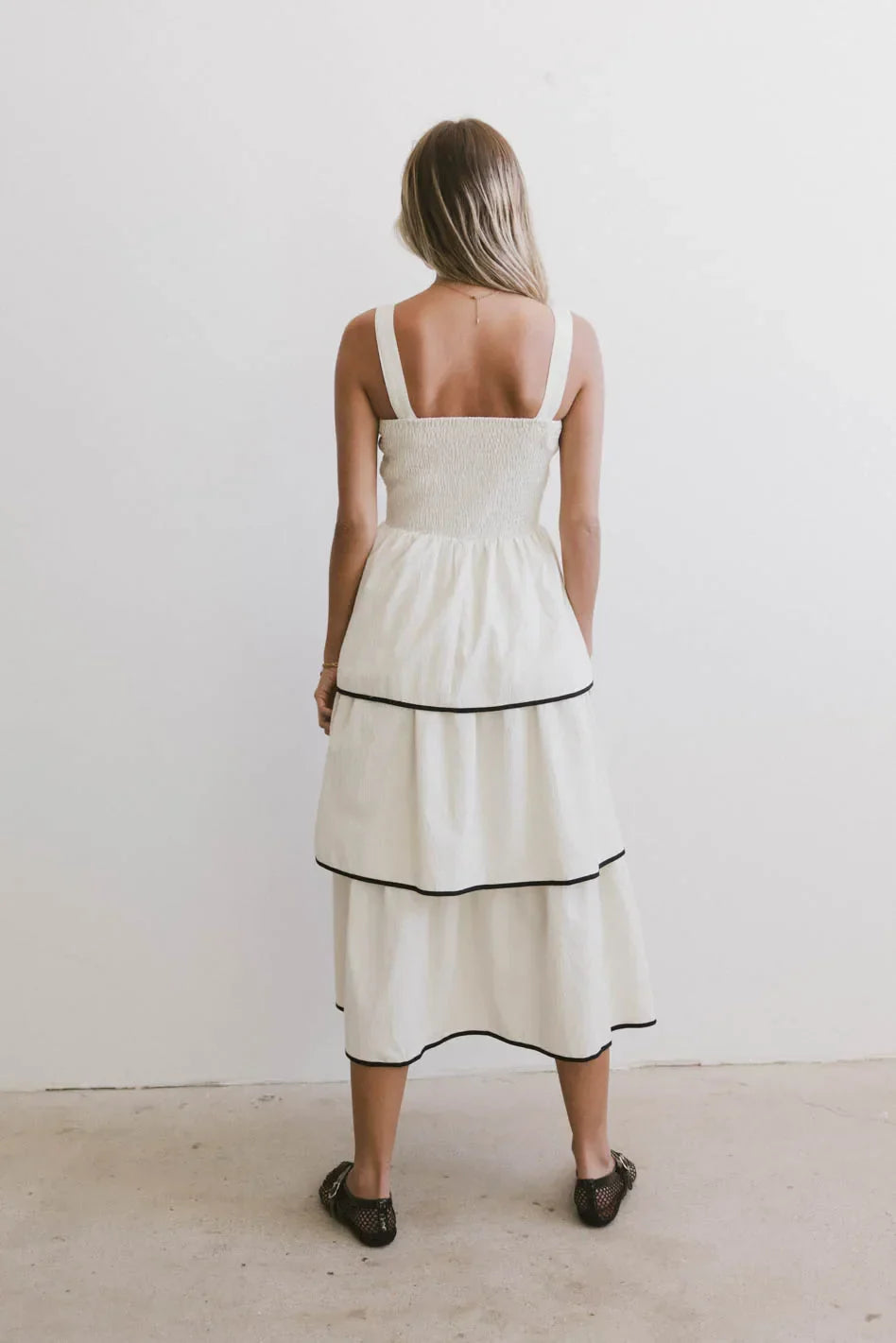 Liza Contrast Trim Dress in Cream FINAL SALE