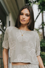 Kortney Floral Oversized Top in Sage