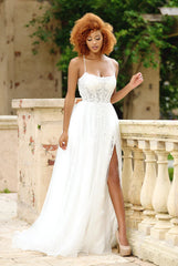 Alisha Gown Ivory Tulle A line Dress With Open Back