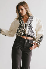Benja Embroidered Jacket in Ivory FINAL SALE