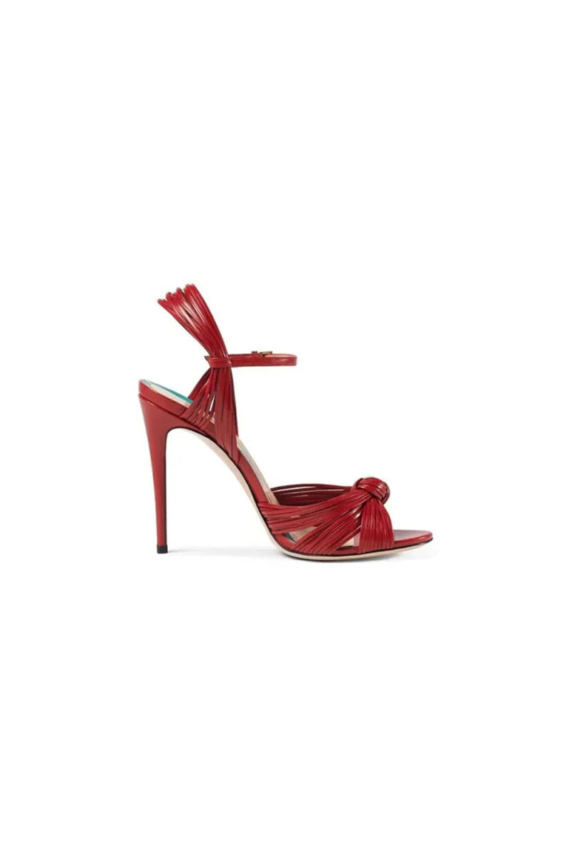 Gold Knotted Stiletto High Heel Sandals