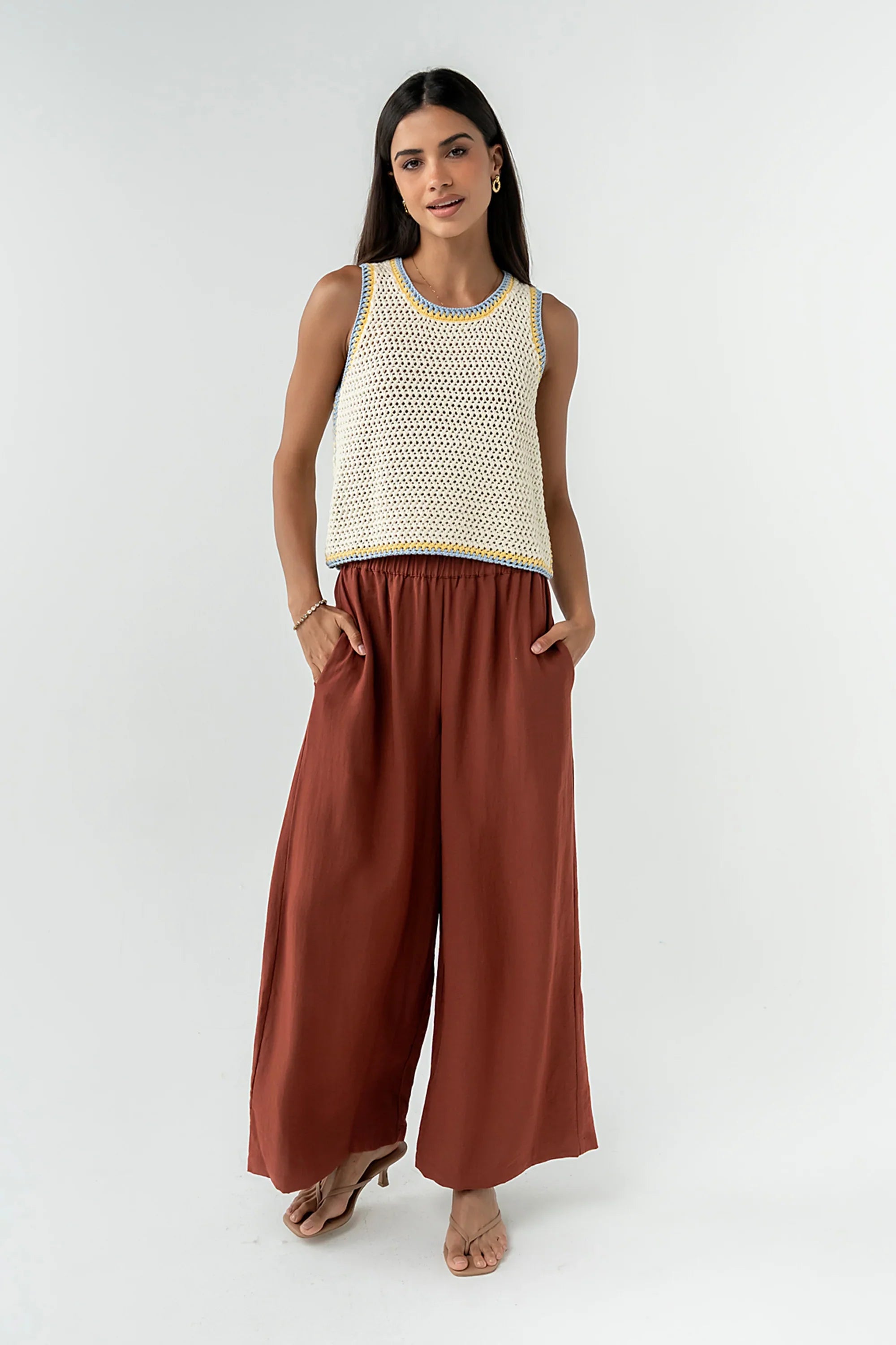 Lee Wide Leg Pants in Brick