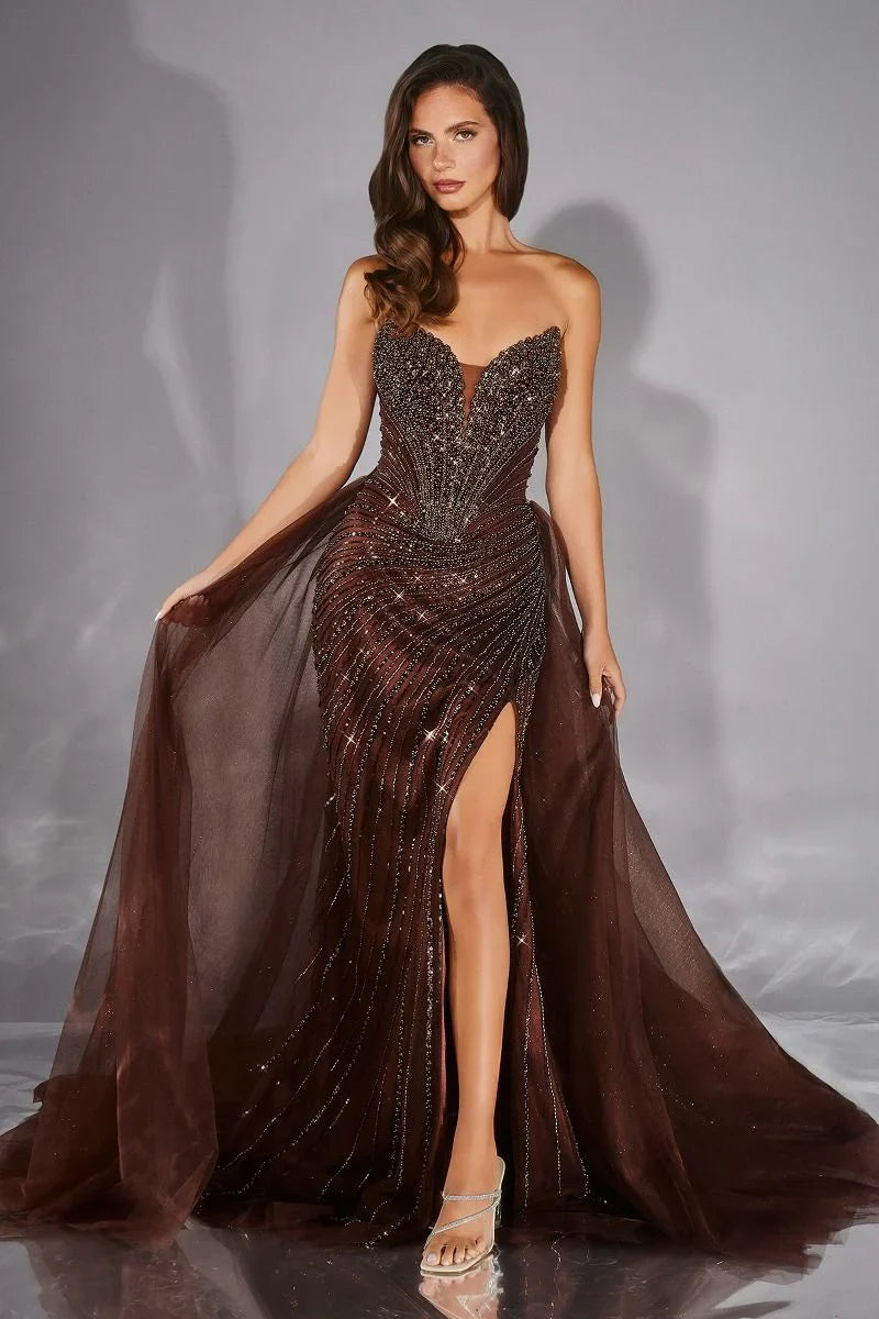 Justice Gown Strapless Beaded Dress With Overskirt