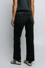 Marcia Cuffed Baggy Jeans in Faded Black
