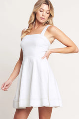 FIRST DATE FEELS WHITE TWILL MINI DRESS FINAL SALE