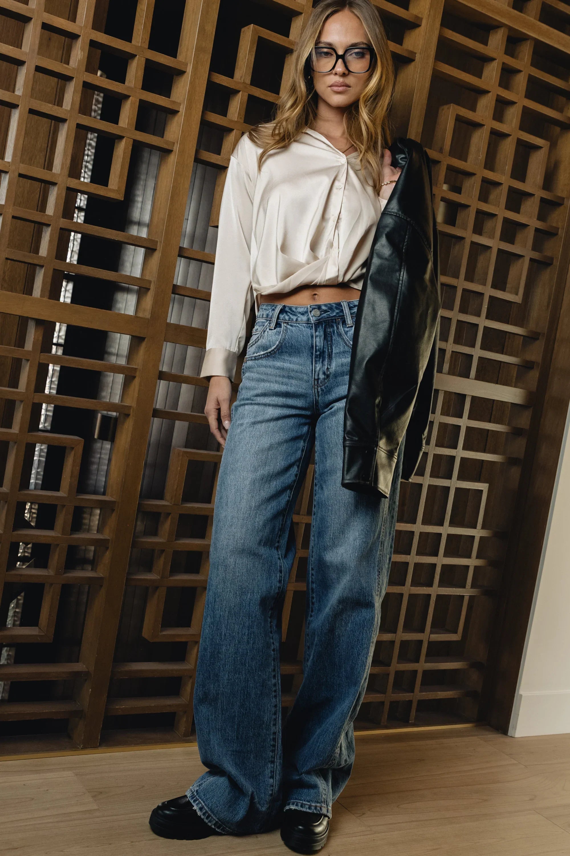 Margaret Twist Button Up in Champagne