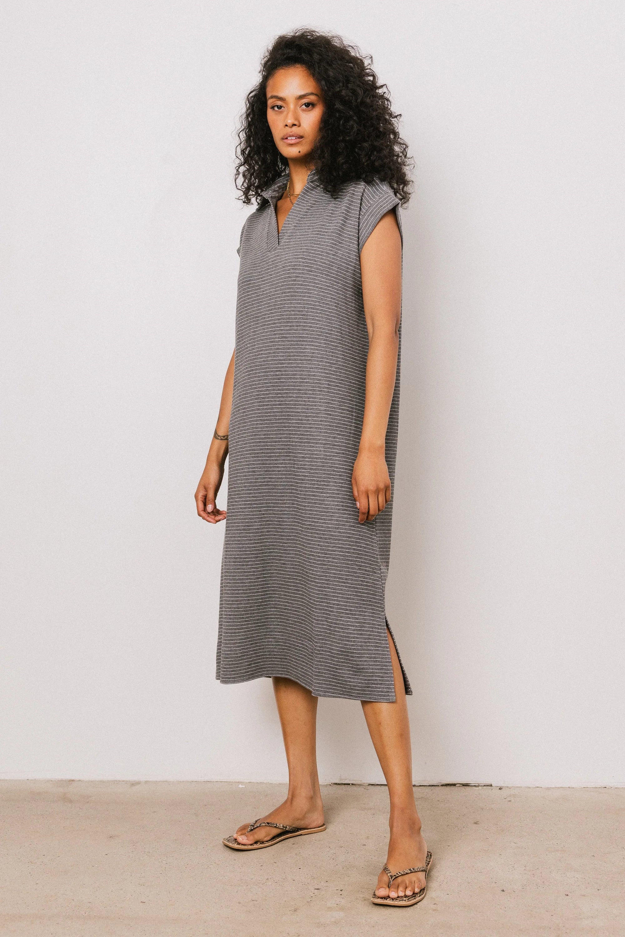 Elisa Striped Maxi Dress in Grey FINAL SALE