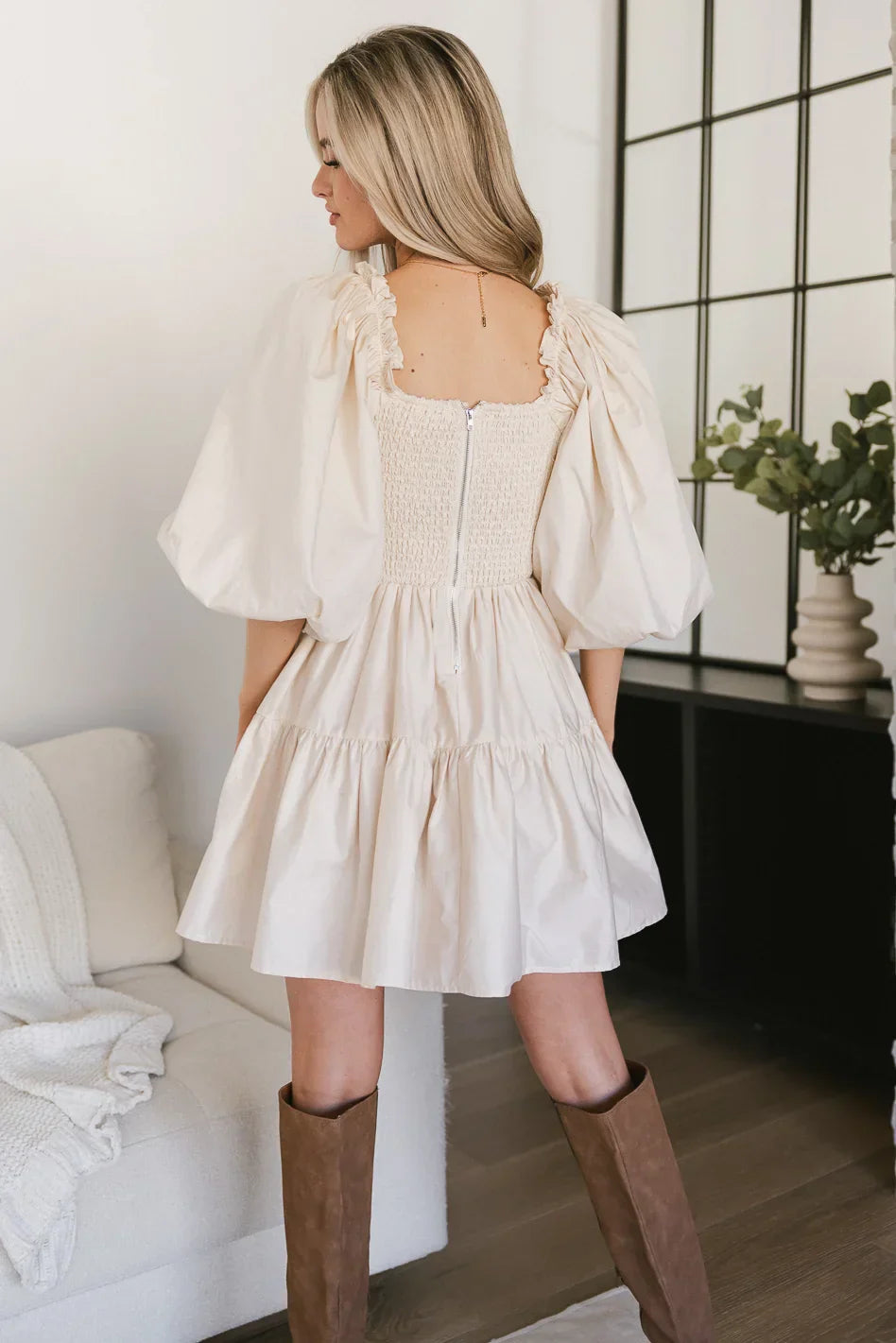 Litzy Mini Dress in Beige FINAL SALE