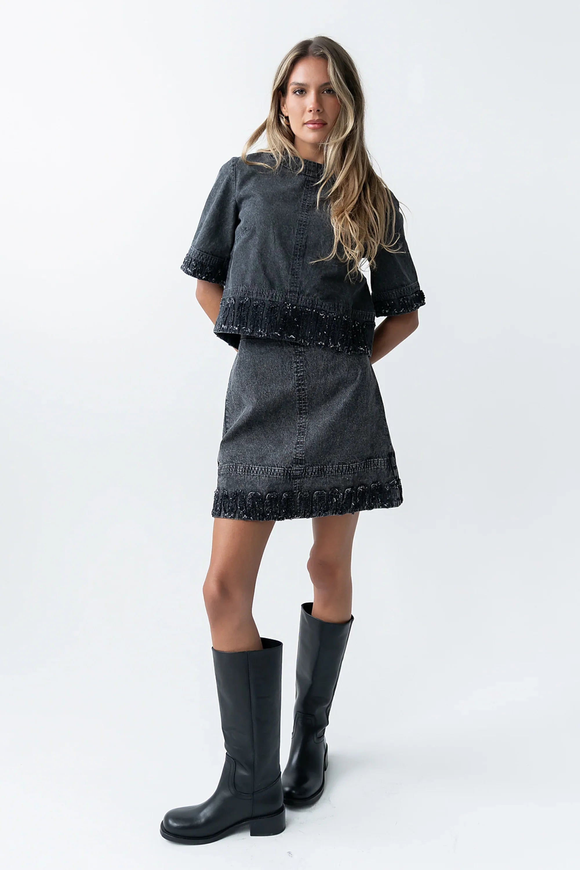 Jana Denim Skirt in Black