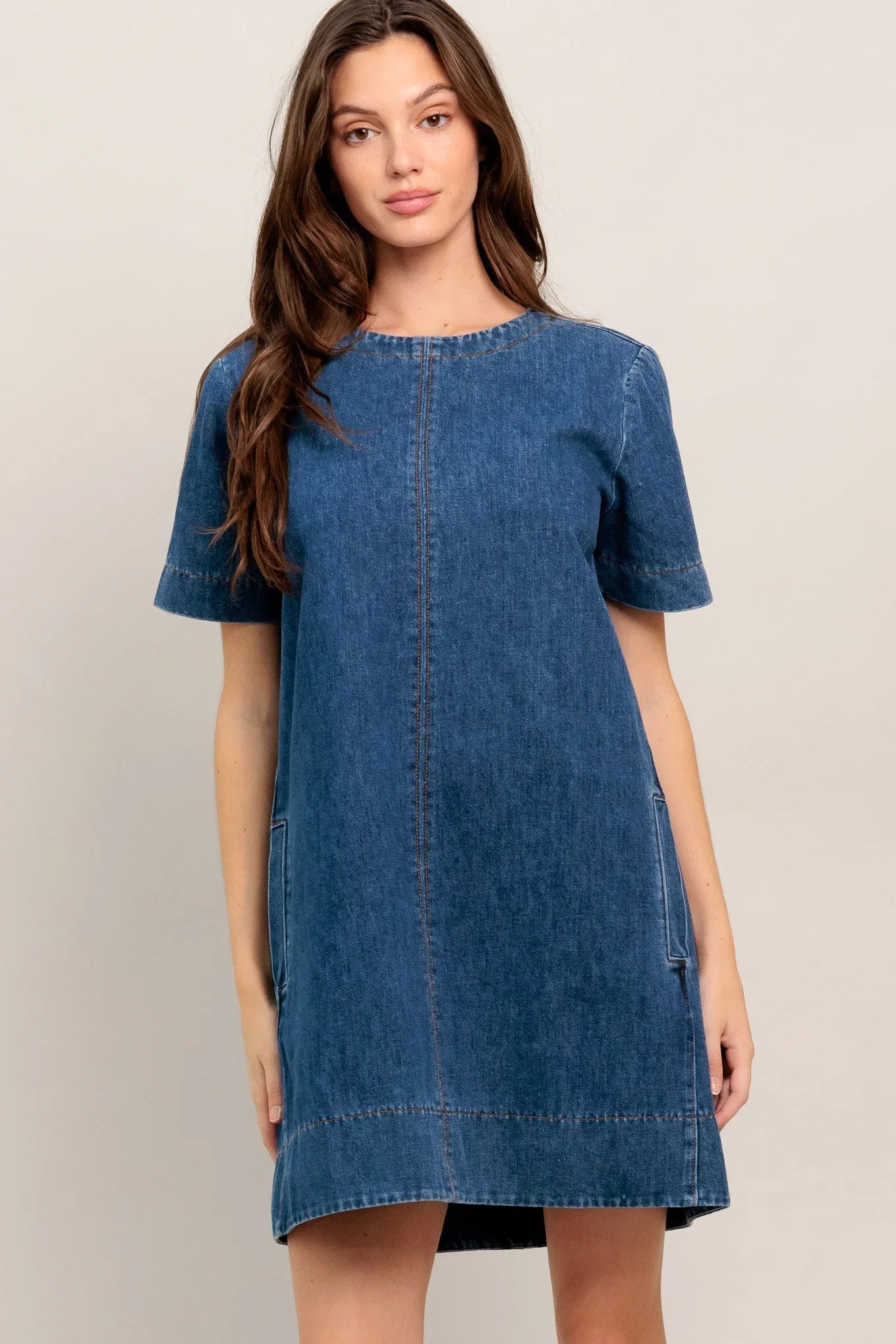 SIMPLY PUT TOGETHER DENIM MINI DRESS FINAL SALE