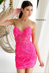 4222 Primavera Strapless Sequin Cocktail Dress with Illusion Bodice