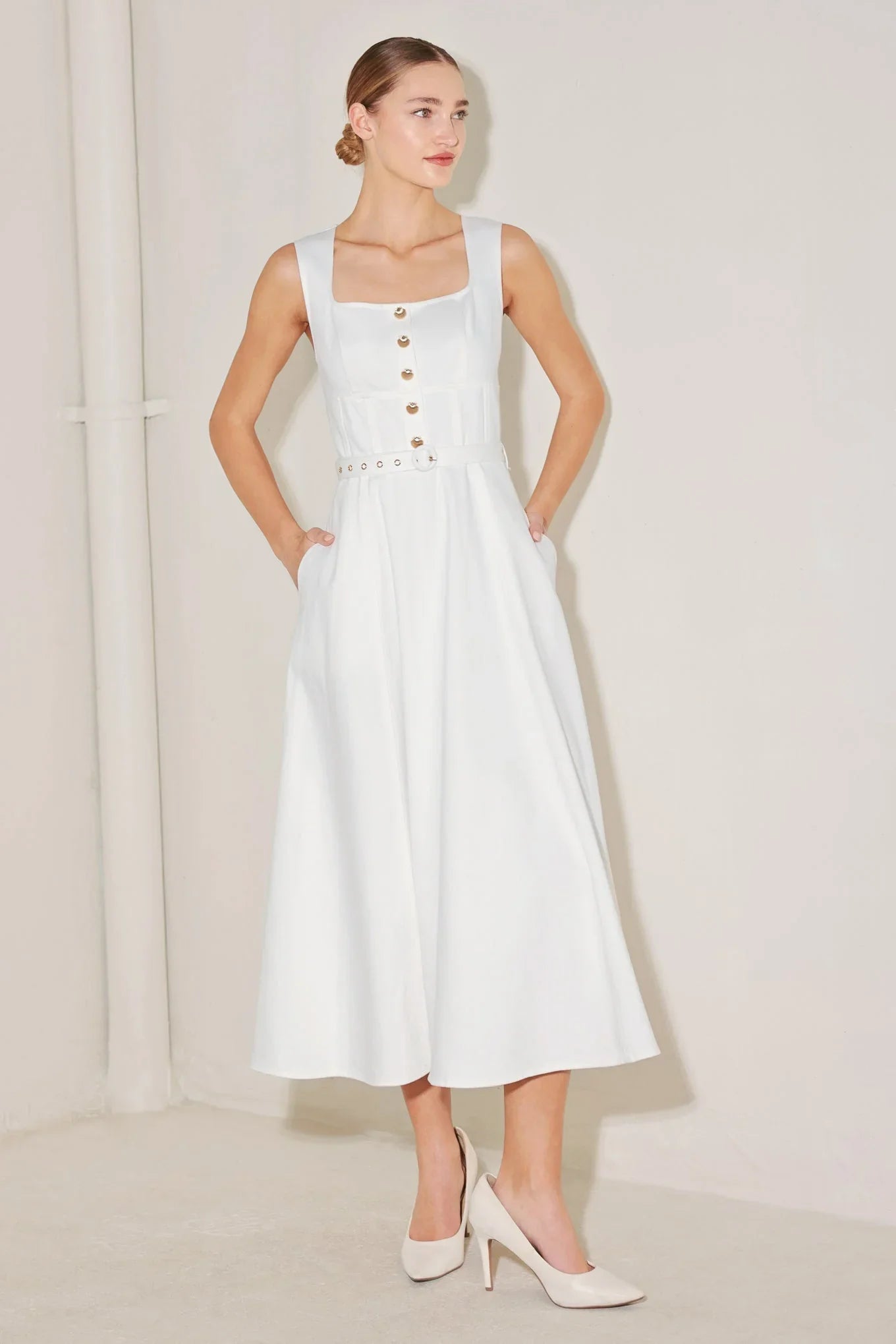 SUMMER SOCIAL WHITE MIDI DRESS