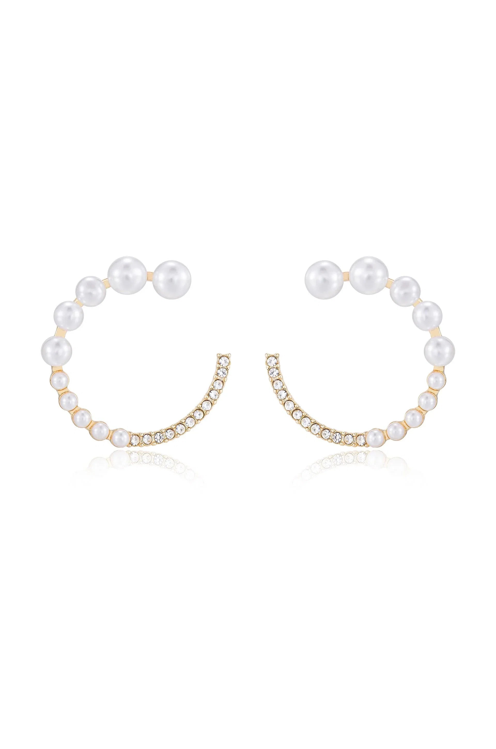 Chic Pearl And Crystal Open Circle Earrings