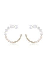 Chic Pearl And Crystal Open Circle Earrings