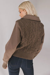 Irene Cable Knit Sweater in Olive FINAL SALE