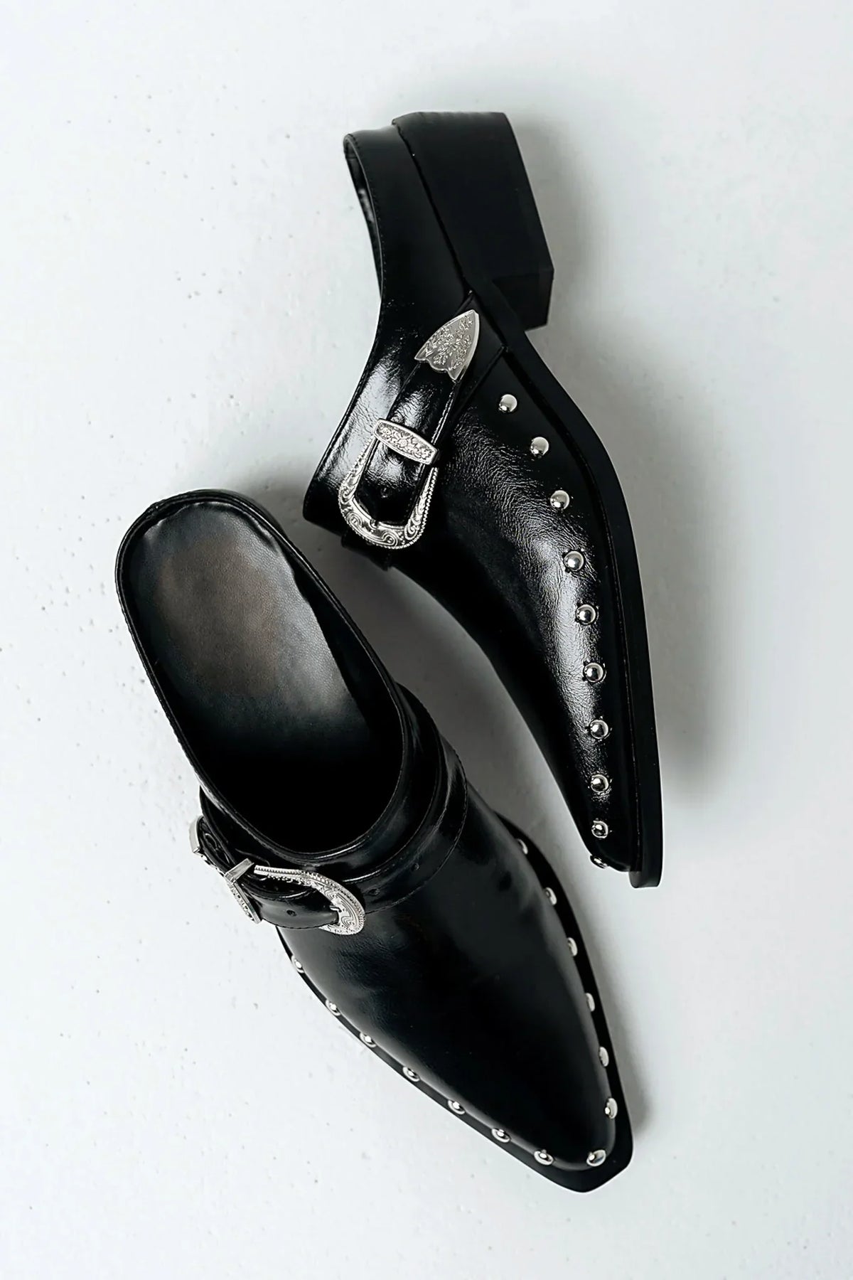 Tessa Western Mule in Black