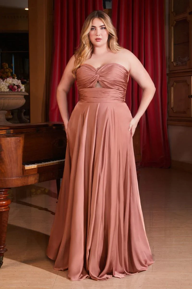 Madigan Gown STRAPLESS A LINE SOFT SATIN KEYHOLE DRESS