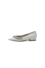 Glitter Pointed Toe Rhinestone Slip on Low Heels