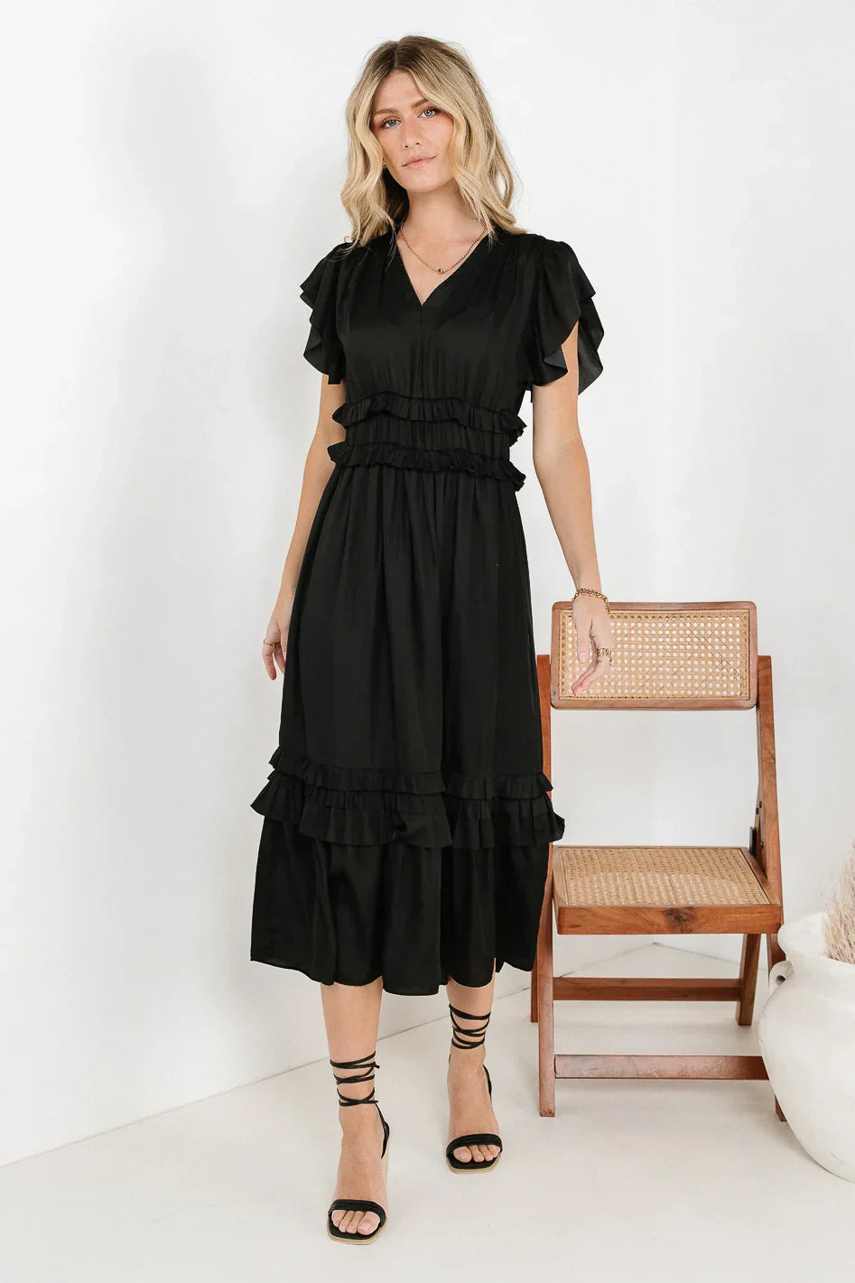 Willa Ruffle Dress in Black FINAL SALE