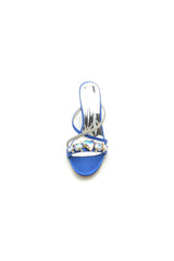 Royal Blue Block Heels with Rhinestone