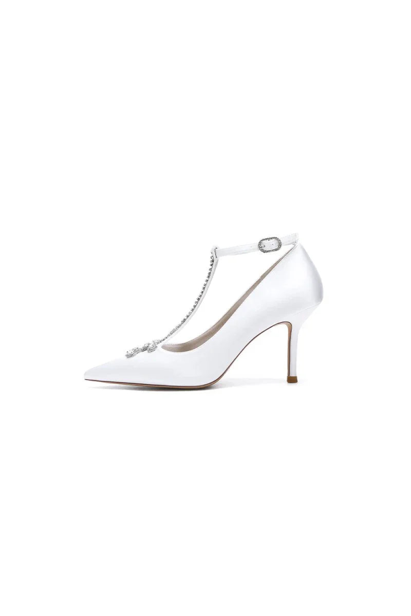 Party Pointed Toe Crystal Strap High Heels Shoes