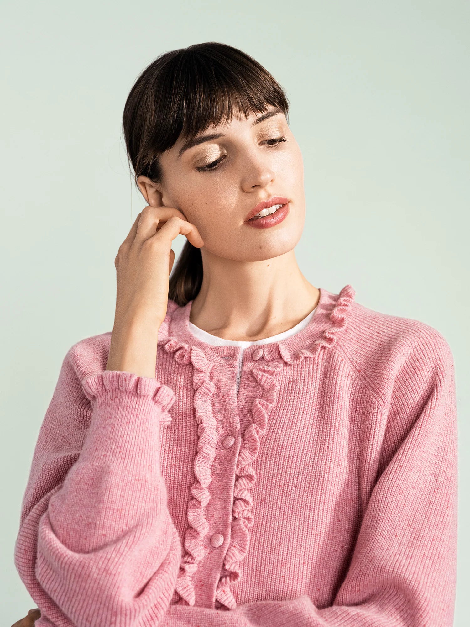 Cashmere Wilder Ruffle Cardigan