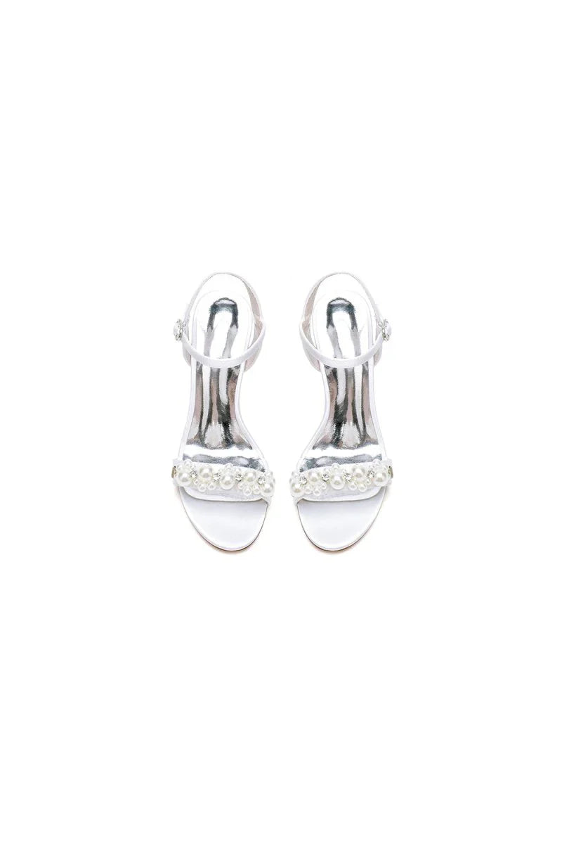 Open Toe Pearl Stiletto Heels
