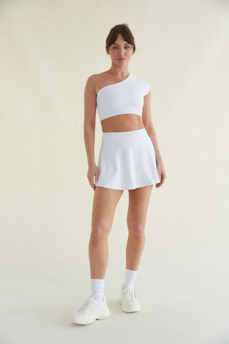 Mia Smoothing One Shoulder Crop Top in White