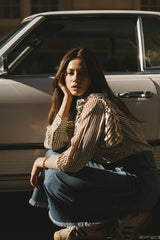 Niri Striped Button Up in Brown FINAL SALE