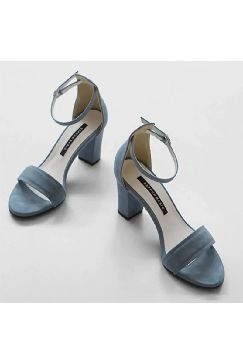 Open Toe Ankle Strap Chunky Heel Party Shoes