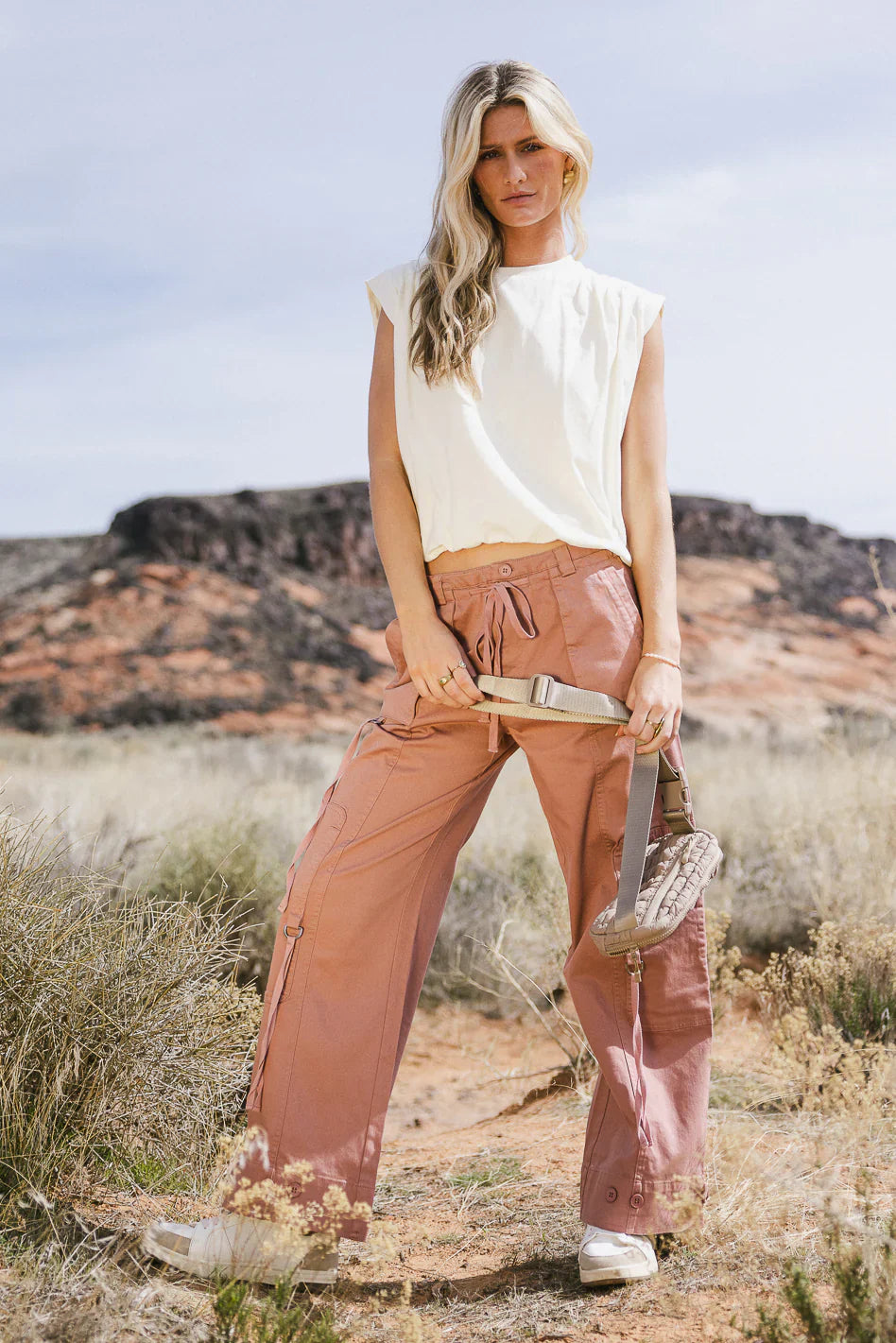 Savannah Cargo Pants in Mauve FINAL SALE