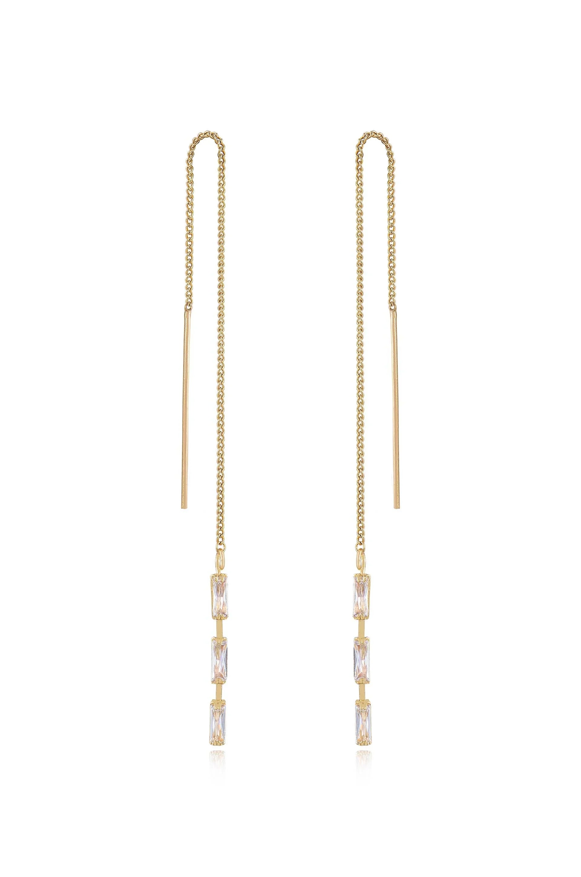Crystal Baguette Threader Earrings