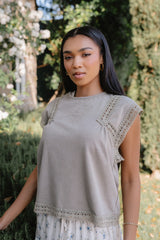 Maisey Embroidered Top in Green